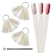 Beauticom 150 Natural Acrylic False Tip Sticks with Metal Ring Holders Fan-Shaped Nail Art Display Chart Practice Tips Tool - 150 Tips