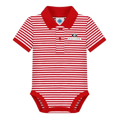 Image of Creative Knitwear College Baby Striped Polo Bodysuit - Team Logo, Multiple Colors, for Boys & Girls (0-12 Months)