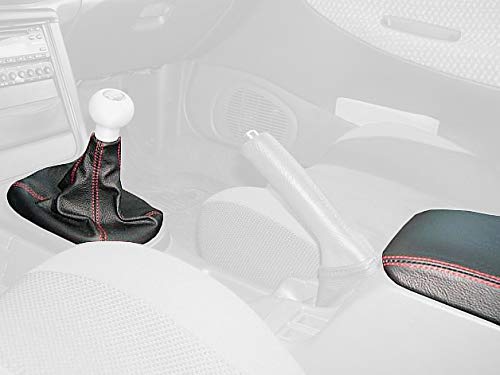 RedlineGoods Shift Boot Compatible with Subaru Impreza 1992-98. Tailor Made - not Universal. Genuine top-Grade Italian Black Suede (Alcantara) with Blue Thread