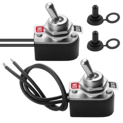 Interruptor Basculante SPST, 2 Piezas Interruptor 12V DC 2 Pin 2 Posiciones Conmutador de Palanca 3A 250V 6A 125V Interruptores de Palanca ON/Off Con Tapa Impermeable para Coche Vehiculo Camper