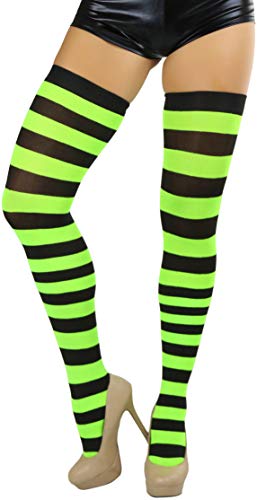 Image of ToBeInStyle Women's Vibrant Horizontal Wide Striped Thigh High Stockings