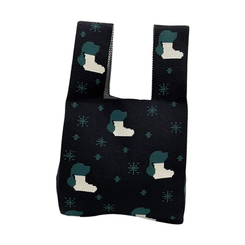 Borsa tote lavorata da a tracolla natalizia della spesa Frizione Modello femminile a donna nero