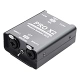 GINTOOYUN Pro Passive Stereo Direct Connection Box 2-Channel Audio Isolator, Audio Current Sound Eliminator, 6.5 Permo Alloy Isolator, Mixing Console, live Broadcast