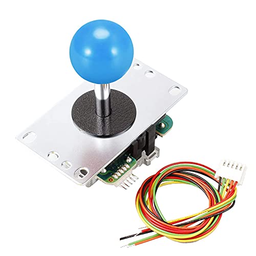 SANWA Arcade Joystick Japan Original JLF-TP-8YT 4/8 Way Operation Adjustable with Blue Ball Top and 5 Pin Wiring Harness