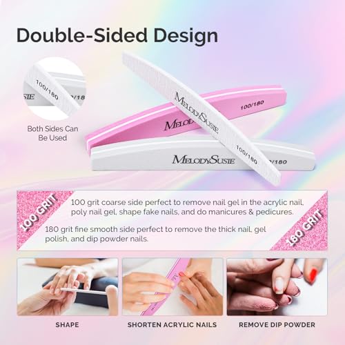 Image of MelodySusie 16Pcs Professional Nail Buffer Kit,Nail Files and Buffers,Nail Buffer Block,Nail Brush, Nail File Buffers Kit for Natural Nails,DIY,Home Use,Salon(100 /180 Grit)