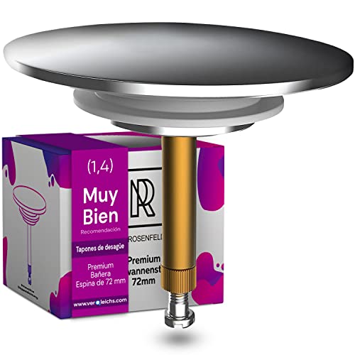 Tapon Bañera Universal Premium con 72 mm   Enchufe para bañera   Tapón Desague para Bañera   Tapon con Inovadora Junta Doble – Tapon Ducha de Latón con Tapa de Cromo Duro