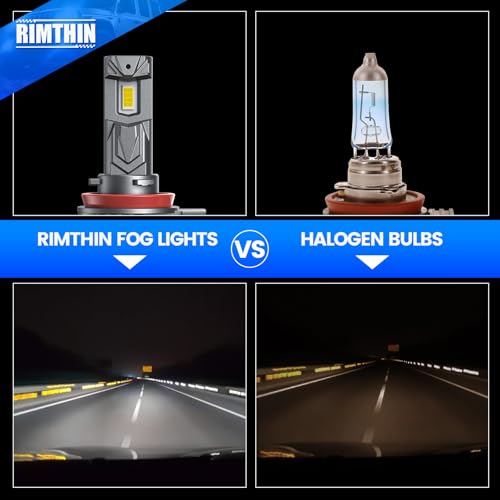 Image of rimthin H11 Bulbs, H16 H9 H8 Fog Lights Cool White, Plug & Play (Pack of 2)
