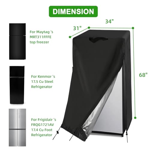 Image of 31W Large Refrigerator Cover for Most 17.5 Cu Ft Outdoor Upright Fridge