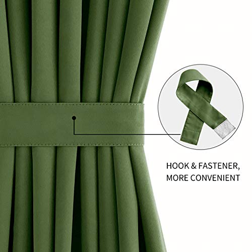 DWCN-French-Door-Curtains–Rod-Pocket-Thermal-Blackout-Curtain-for-Doors-with-Glass-Window-Kitchen-and-Patio-Doors-for-Privacy-54-X-72-Inches-Long-1-Curtain-Panel-with-Tieback-Olive-Green DWCN French Door Curtains–Rod Pocket Thermal Blackout Curtain for Doors with Glass Window Kitchen and Patio Doors for Privacy 54 X 72 Inches Long 1 Curtain Panel with Tieback Olive Green