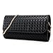 DETARA Woven Evening Clutch Purse for Women Fashionable PU Leather Handbag Stylish Shoulder Bag Ideal for Wedding Party and Prom (Black 7018)