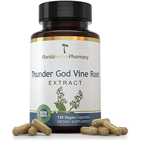 Florida Herbal Pharmacy, Thunder God Vine Root Extract Capsules 10:1 (120 Capsules) 500 mg per Capsule, 1000 mg Serving Cover