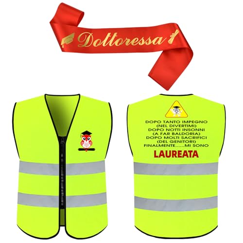 BORISCA 2 Pz Kit Gilet Laurea e Fascia laureata, Idea Gilet per Laureato, Divertente Fascia Dottoressa Laurea per Festa di Laurea