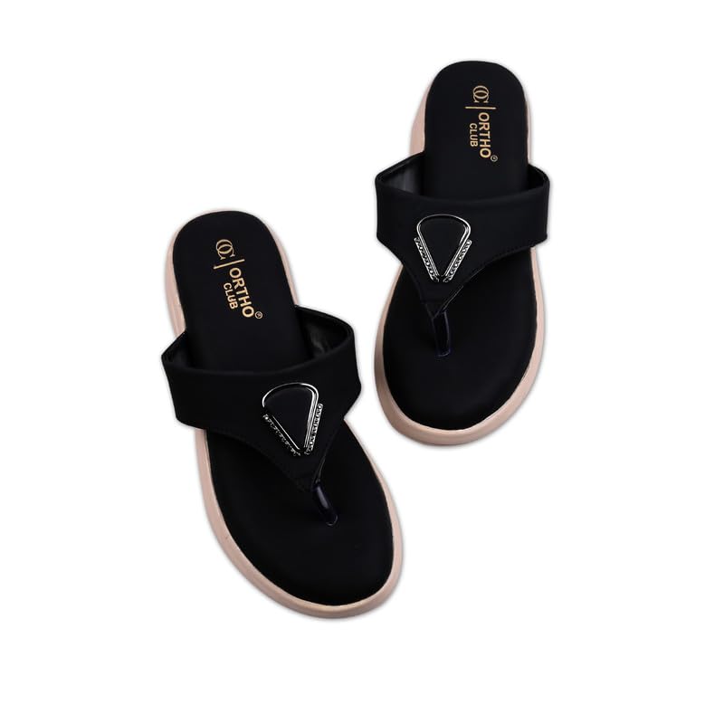 Image of ORTHO CLUB Women's Orthopedic Comfort Sandals - Soft Cushion Footbed, Anti-Slip Sole, Stylish Toe-Ring Design - Lightweight Sandals for Women & Girls