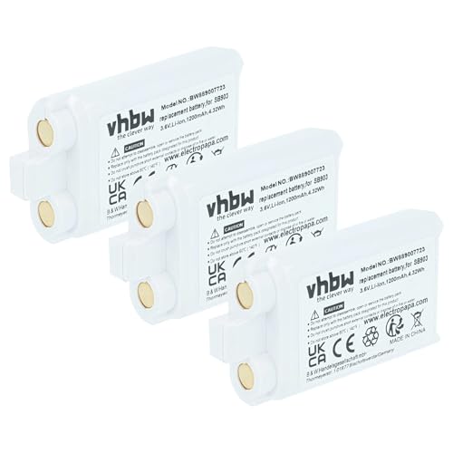 vhbw 3x batteria sostituisce Shure SB903 per sistema radiomicrofonico, trasmettitore (1200mAh, 3,7V, Li-Ion)