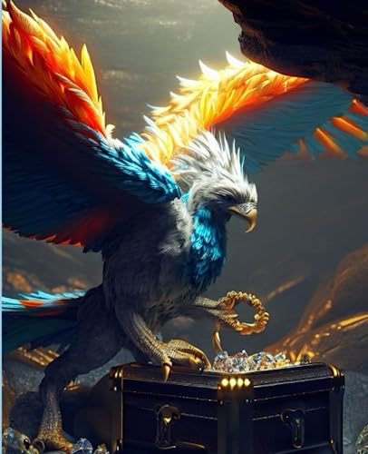  Blue and Gold Griffon Journal: A Beautiful Fantasy Notebook