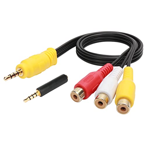 HuaLiSiJi Cable Video Jack Cable Audio Video RCA, 3,5 mm Mâle vers 3 RCA femelle pour Smartphones, Tablettes, Home Cinéma, Enceintes, Chaîne Stéréo, TV (RCA Femme 0.5m) Cover