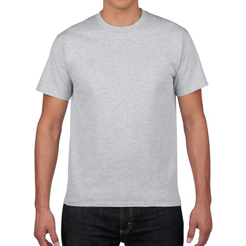 Camiseta de manga corta para hombre, de algodón, ajuste regular, cómoda, de verano, Gris, Deportivo., S