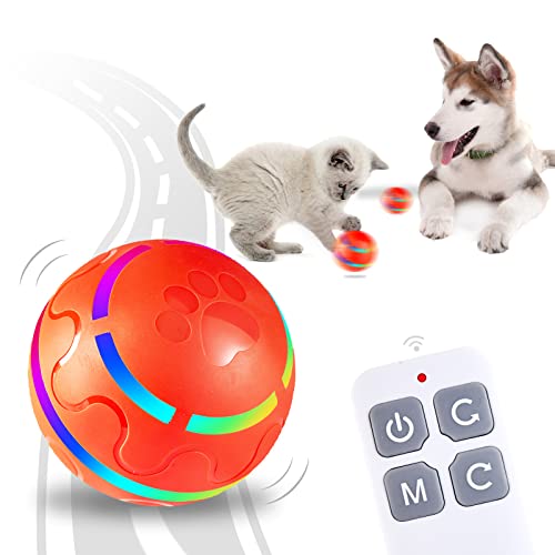 KAIMC Interactive Dog Or Cat Enrichment Ball Toys with Remote Control for Mentally Boredom and Stimulating,Active Rolling Led Ball Pet Supplies Products,Puppy Chew Indoor Teething Birthday Party