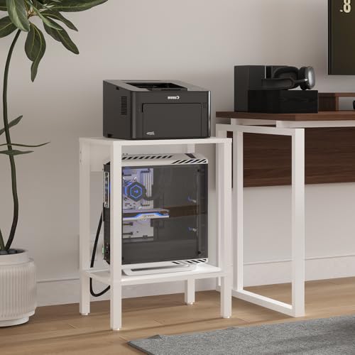 MMEOLUOOK End Table with Charging Station, Sofa Side Table Set of 2, 2-Tier Storage Shelf for Small Space, Nightstands for Living Room Bedroom Bedside Tables White MLBZ14WE-2 — view 6
