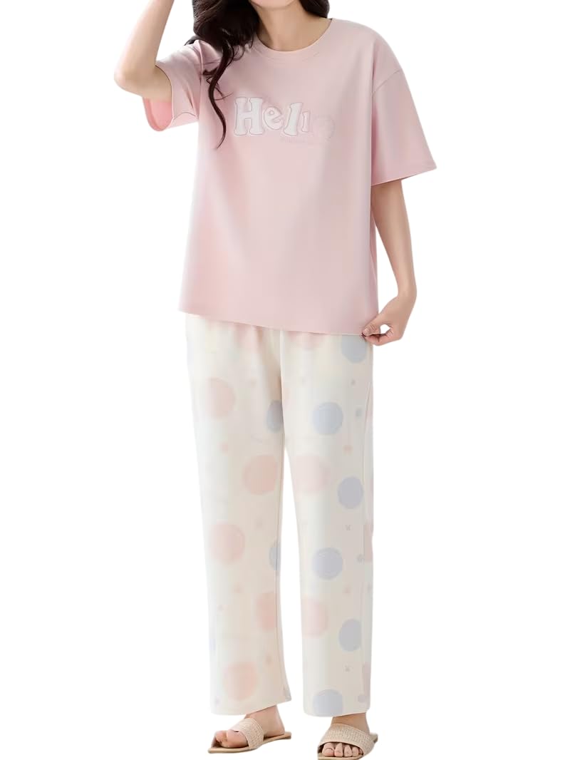 Louis Luxe Womens Korean Night Dress|| Full Pyjama Set || Korean Nightsuit || Women Nightwear ||Round Neck Full Sleeve N