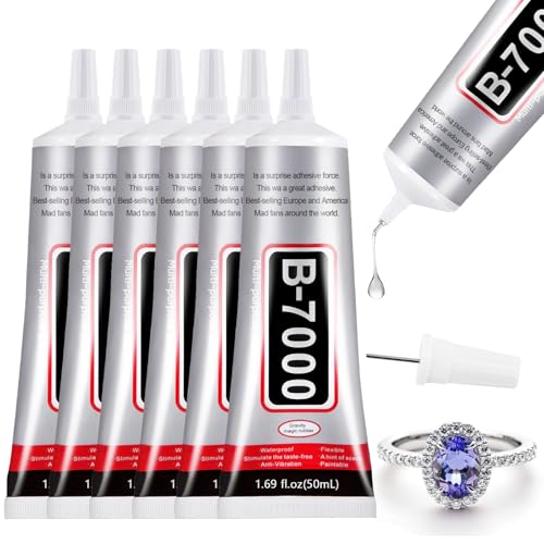 Image of 6 PCS 50ml B7000 Glue Clear with Precision Tip, Bedazzling Glue, Rhinestone Glues, Craft Glues, Jewelry Making, Nail Art, DIY, Makeup, Shoes
