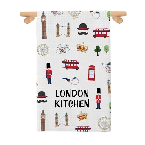 Serviette de cuisine Londres britannique Londres Lover Serviette souvenir de Londres Serviette de pendaison de crémaillère Torchon de vaisselle (London...