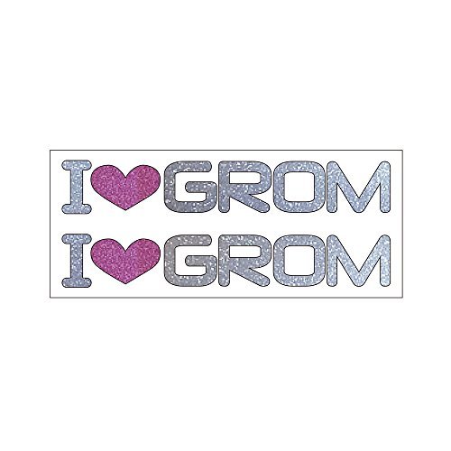 I LOVE 原付 バイク ステッカー HONDA GROM グロム B-19 I Love GROM Sサイズ 抜 ラメシルバー 2枚入り