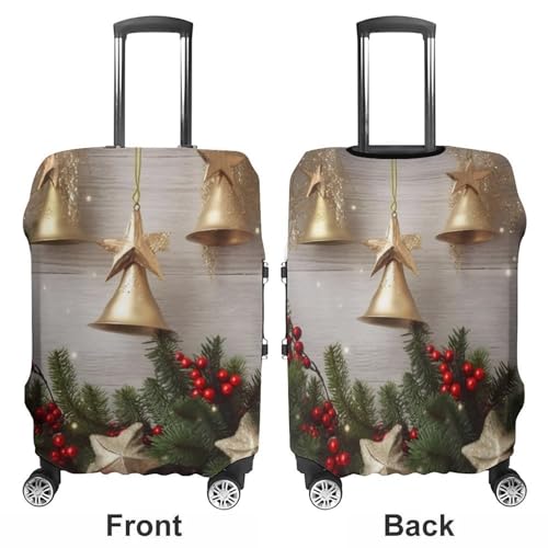 Christmas Tree And Bells Printed Luggage Cover Protector, Fits 18-32 Inch Luggage3