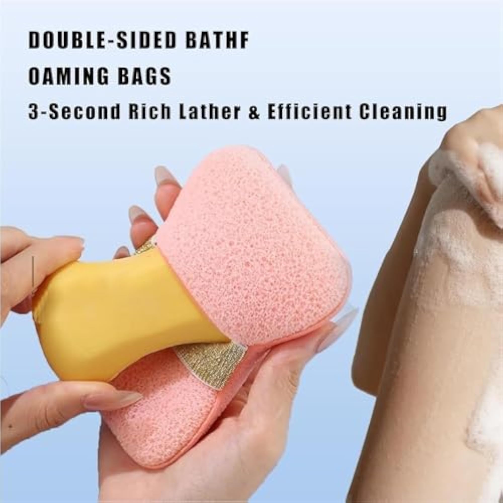 2-Pack with Soap Bag Double-Sided Body Scrubber Loofah