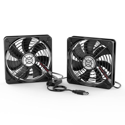 ELUTENG Dual 120mm USB Fan with 3 Speeds 5V Ventilator Fan Portable Cooling Fan