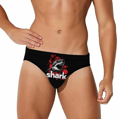 Red Blood Shark Men's Swim Briefs Low Waist Bikini Swimsuit Underwear Beach Swimwear