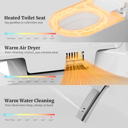Image of Smart Toilet with Tank Electric Bidet Toilet with ADA Comfort Height | Heated Seat Auto Flush /Lid&Seat Foot Sensor UV-C light Dryer One Piece Toilet with with Siphon Flush 1.28 GPF MAP 1000g