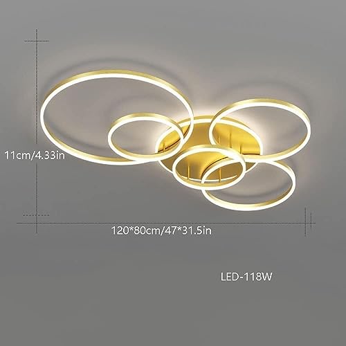Plafonnier LED salon or et noir avec télécommande pour chambre - 6