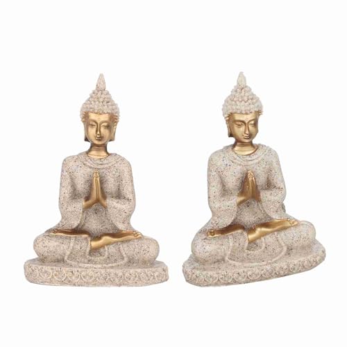 Estatua de Buda Meditando Decorativa Dorada miniatura 2