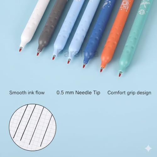 Image of KiddieWorld Space Theme Premium Gel Pens Set for Students | Smooth Writing Fine Tip 0.5mm Pen Kit | Non-Smudging Ink | Cute Stationery Gift for Girls, Boys & Kids