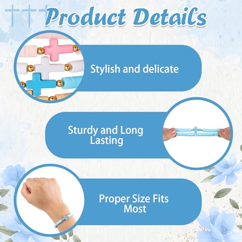 36 Pcs Silicone Cross Bracelet Bulk for Women Men Christian Jesus Prayer Beaded Bracelet Religious Faith Gifts3