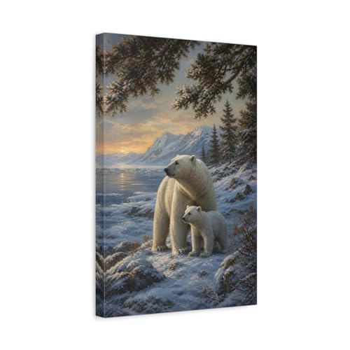 Tableau polaire et nature sauvage : décoration murale salon rustique chic 30x45cm