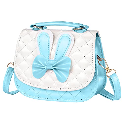 Bolso Bandolera Unicornios para Niñas, Bolsa de Hombro de Bonito Conejo Brillo Lindo Monedero Del Monedero de Cuero con Hombro Ajustable Bolso Arcoíris Bolso de Mensajero para Niñas Mujeres (Azul) Cover