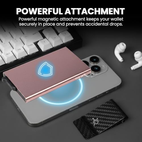 Image of CODE 118 Wallet for Men - Slim Minimalist Aluminum Magnetic Card Holder - RFID Blocking Front Pocket Mag Safe Wallet with Strong Magnet Attachment (Rose Gold)