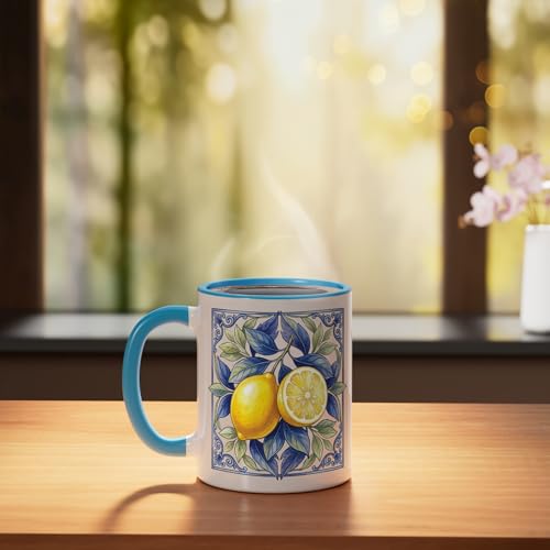 Taza de cerámica mediterránea mosaico Lemon azul/blanco miniatura 3