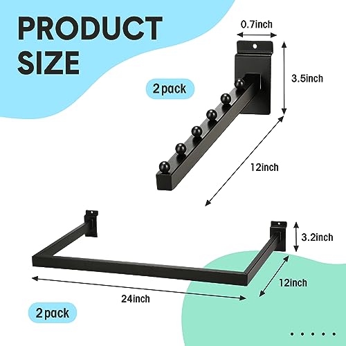 Therwen 4 Pcs Black Metal Slatwall Hooks Accessories Including 2 Pack U Shaped Hang Rail 2 Pack 6 Ball Waterfall Panel Hooks for Clothing Home Garage Shop Retail Display by Therwen - Image 2