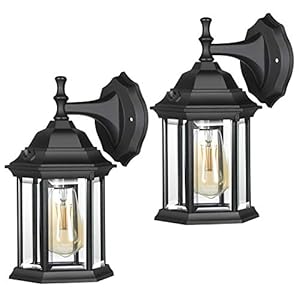 DEWENWILS 2 Pack Dusk to Dawn Outdoor Wall Lantern, Matte Black Outdoor Wall Light Exterior Light Fixture Wall Mount, Weatherproof Porch Light Wall Sconce Lamp for Garage Doorway Backyard (Modern)