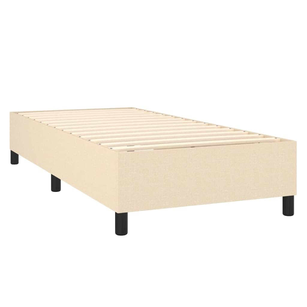Łóżko kontynentalne z materacem kremowym, 80 x 200 cm, z materiału, łóżko tapicerowane z regulowanym zagłówkiem, pojedyncze łóżko z materacem ze sprężynami kieszeniowymi, przyjazna dla skóry