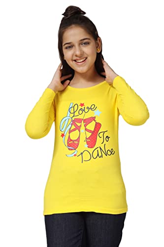 Image of KYDA KIDS 100% Cotton Girls Full Sleeve Printed T-Shirt,Regular fit Round Neck Tops