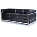 Produktbild Kardiel Le Corbusier Style LC2 Sofa 3-Sitzer, Anilinleder, Schwarz