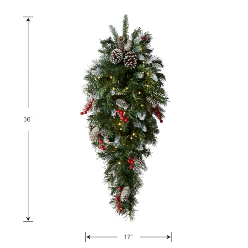 image for National Tree Company Pre-Lit Artificial Christmas Teardrop, Green, Fr