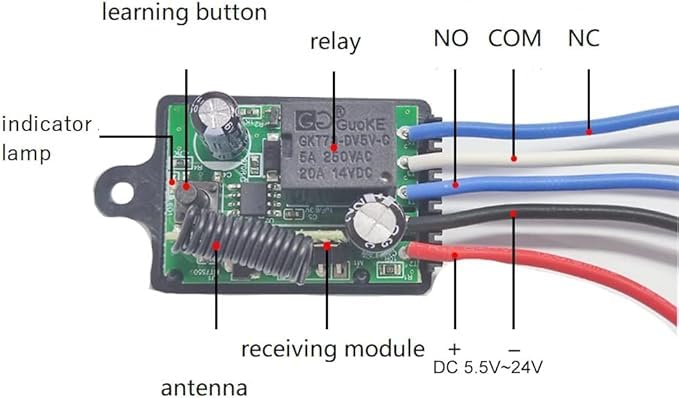 QIACHIP Mini 433Mhz Wireless Remote Control Switch DC 6V 12V 24V 1 Channel RF Relay Switch Receiver Transmitter for LED Light Door Lock - Image 3
