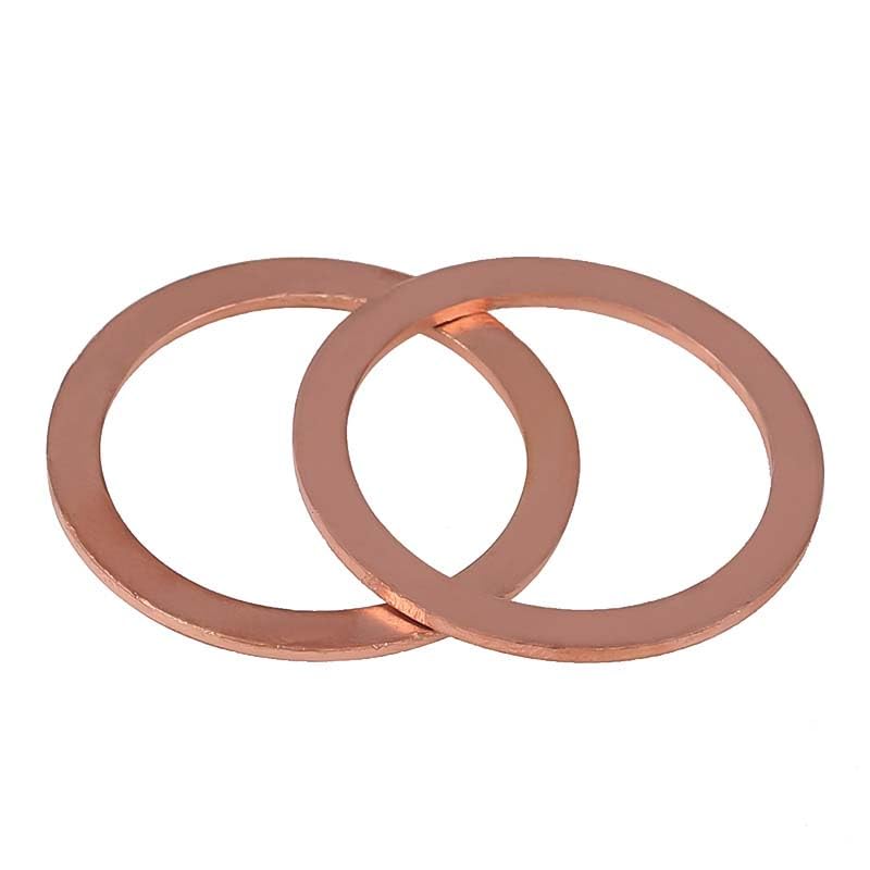 Paquete de 24 arandelas de trituración de 1.181 x 1.417 x 0.079 in, arandelas planas de cobre sólido, kit surtido de juntas de sellado M30, kit de