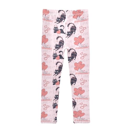 Girls Leggings Black Funny Cat for Valentine's Day Toddler Girls Clothes Leggings for Girls Toddler Girls Leggings 3-4T2