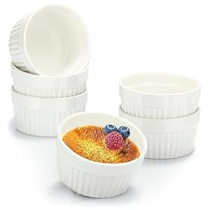 com-four® 6x Stampi per Soufflé – Ciotole in Ceramica per Creme Brulè – Stampi a Prova di Forno per Dolci e Pasticceria, Ragù – 200 ml – Bianco